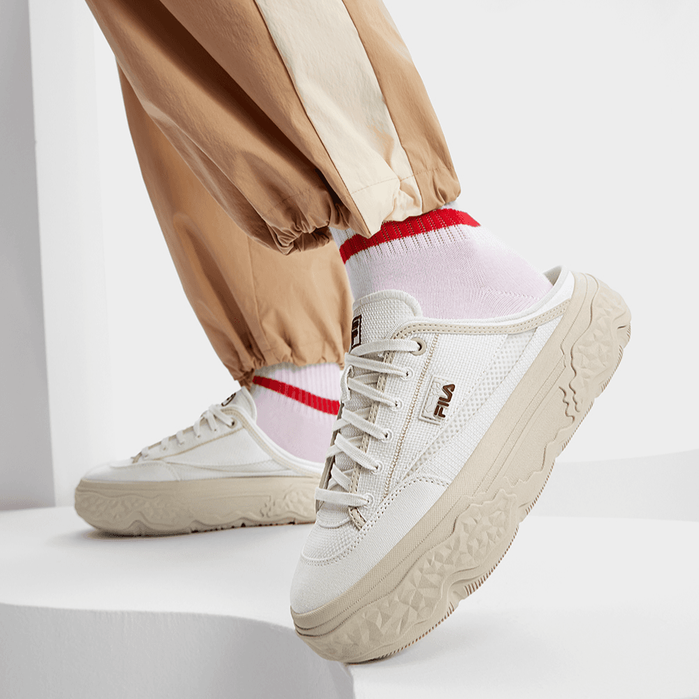 FILA Mules Lightweight Canvas Micro White