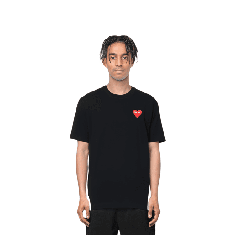 CDG Play T Shirts Black Crew Neck Moderate