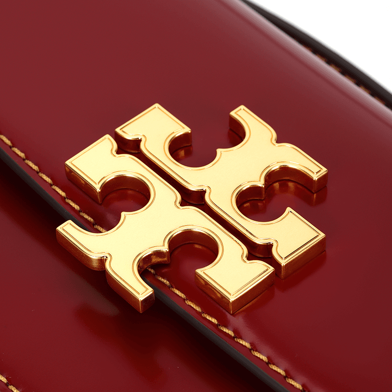 TORY BURCH Tory Burch Eleanor Cow Envelope Bag, Shoulder Bag Small Brick Red