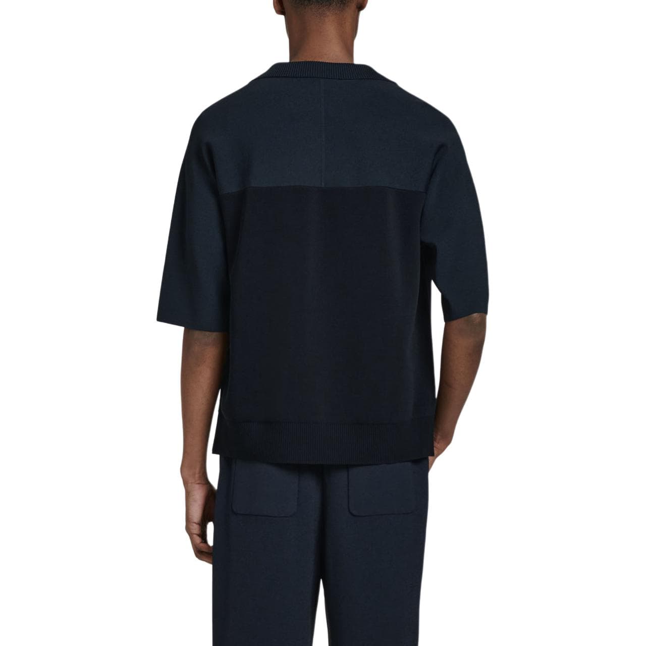 COS Polo Shirts Navy Blue Polo Collar Moderate Straight Fit