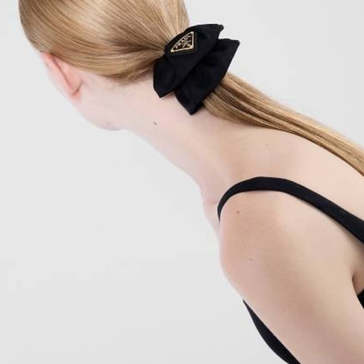 PRADA Logo Plaque Elasticated Band Scrunchie