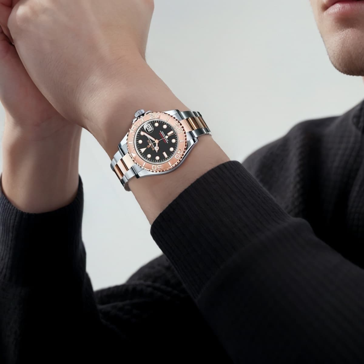 ROLEX Ranger Prestige Automatic Mechanical Movement Watch 37mm Black Dial Oystersteel Case