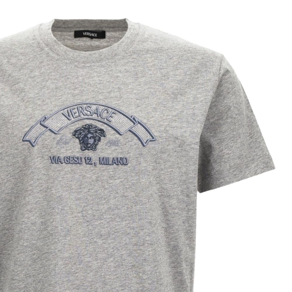 VERSACE TShirts Gray Crew Neck Moderate Straight Fit