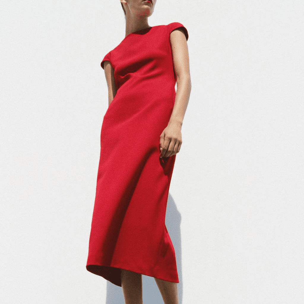 ZARA ZW Short Sleeved Dress Red