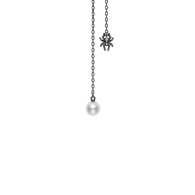MIKIMOTO 18K White Gold With Black Rhodium Plating Earrings Black/Purple