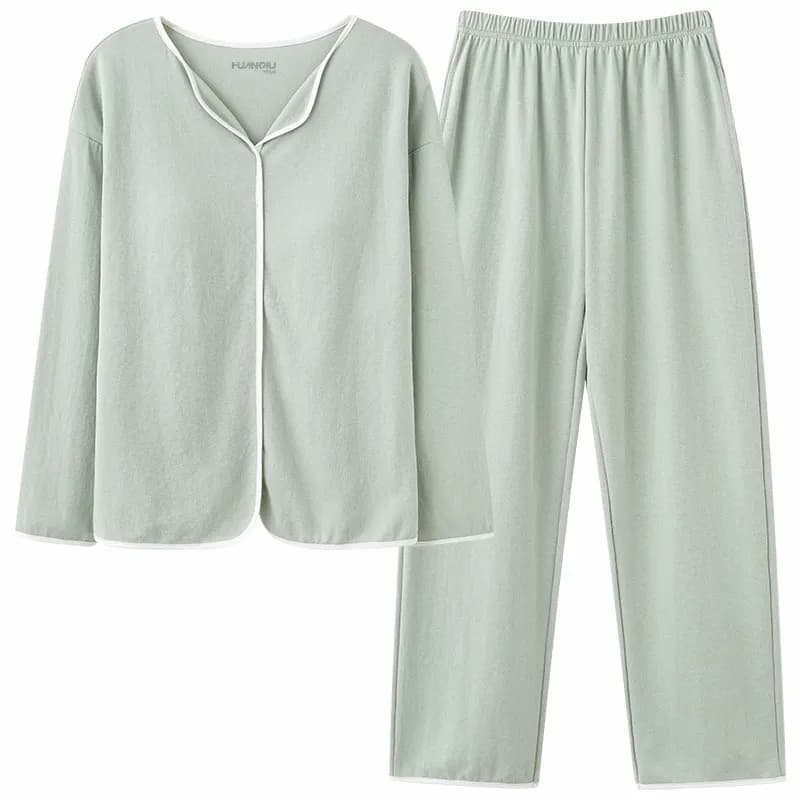 HUANQIU Pajama Set Light Green Light Green