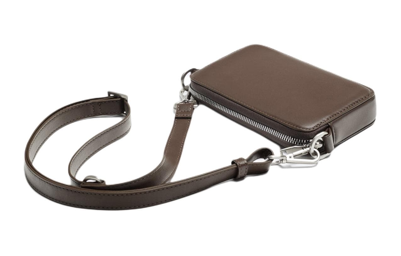 ZARA Polyurethane Shoulder Bag Crossbody Bag Cell Phone Pouch Brown
