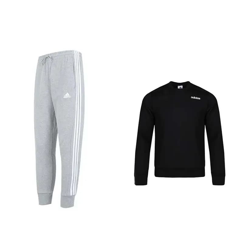 Adidas Sweatshirt Sets Gray Pants+Black Sweatshirts