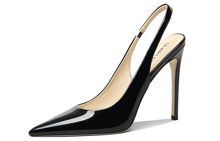Lily Wei Microfiber Slim Heel Black Black