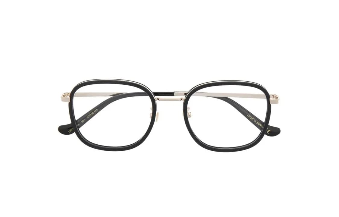 GUCCI Titanium Acetate Irregular Shape Eyeglass Frames Black Black