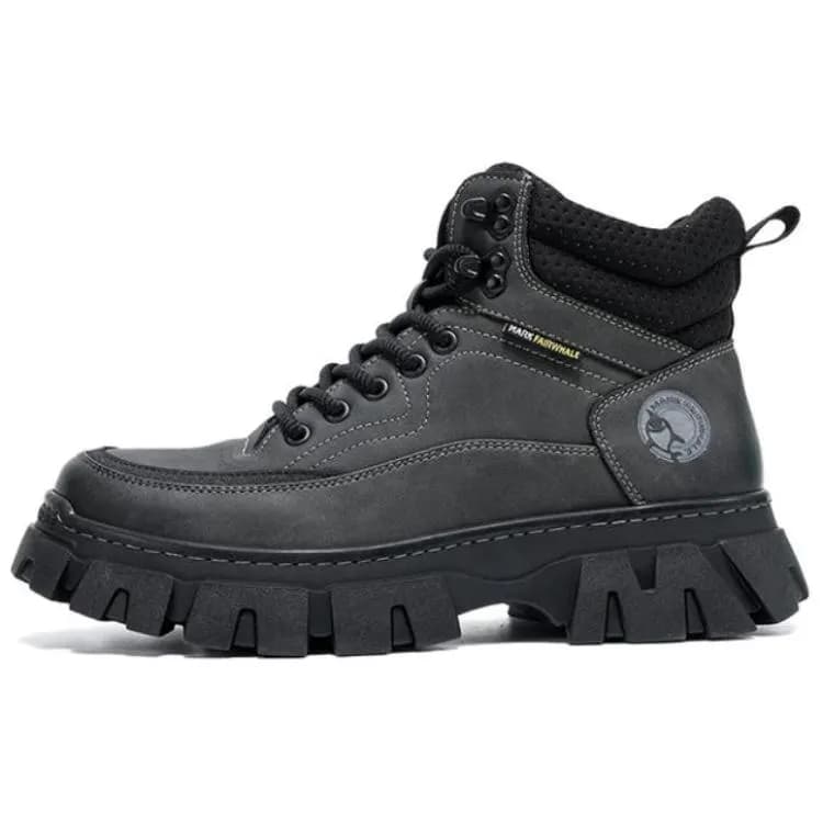 FAIRWHALE Short Mid Calf Martin Boot Gray Black Gray Black