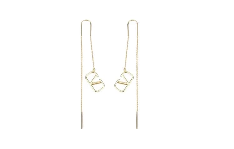 Valentino Metal Drop Earrings Gold Gold