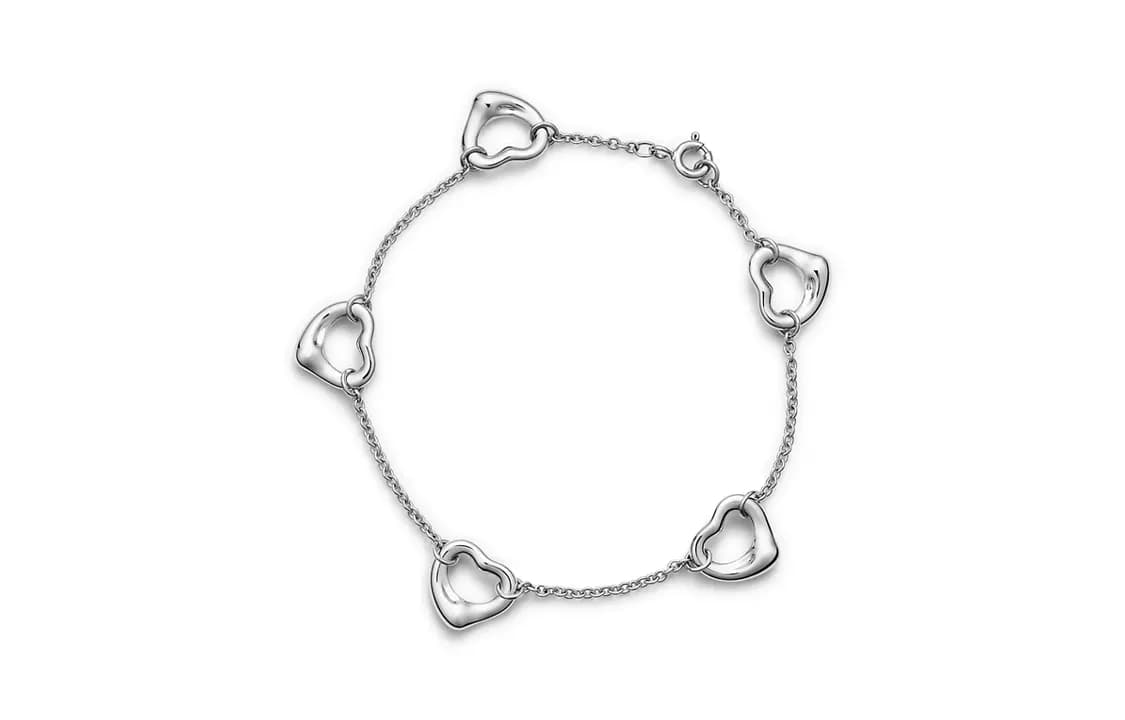 TIFFANY & CO. 2000 Elsa Peretti Sterling Silver Open Heart Bracelet Silver