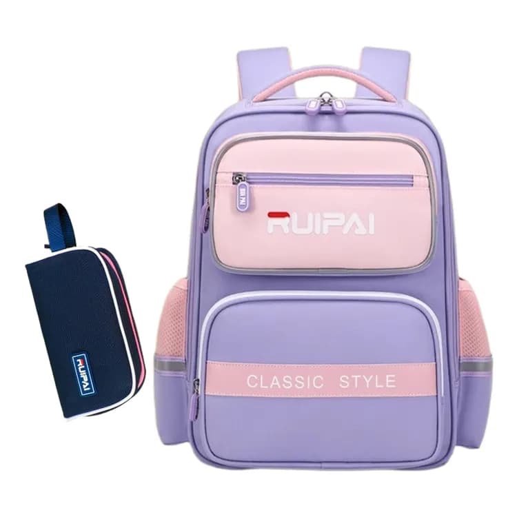 RUIPAI Polyester Backpack Student Backpack Regular Blue/Green Purple Pen Pouch