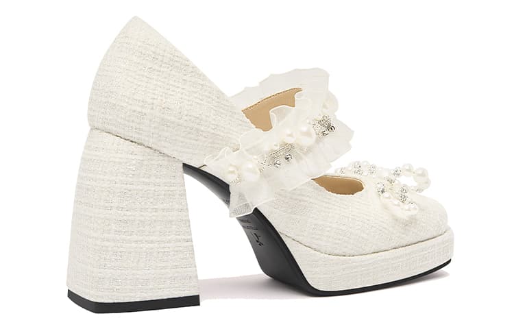 Lily Wei Chunky Heel 9cm White