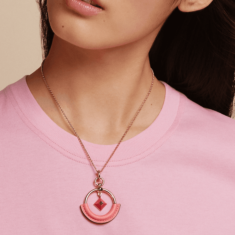 HERMES Calfskin Metal Rose GoldPlated Charms / Pendants Pink