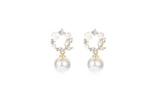 DAN DREAM Faux Pearl Hoop Earrings Colorful Gift Box