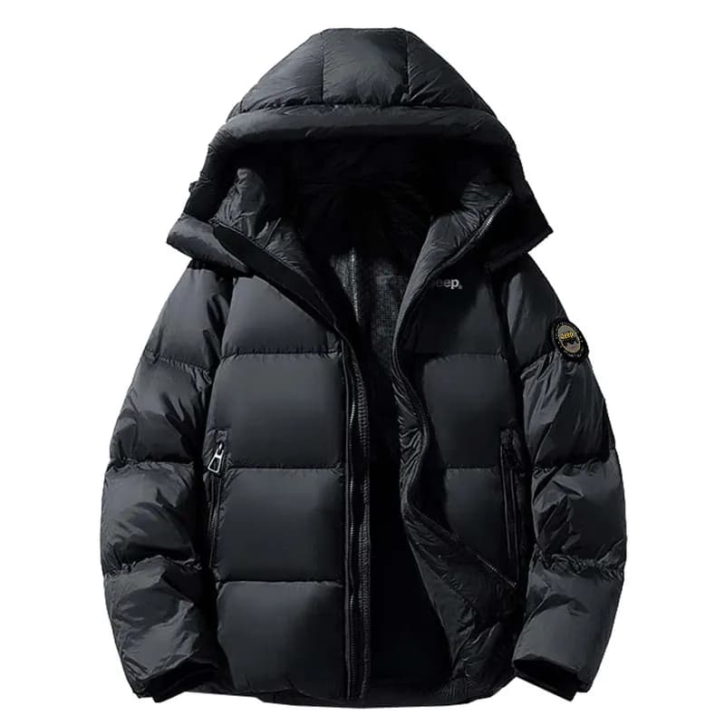 Jeep Down Jackets Hooded Moderate Down Jacket Black