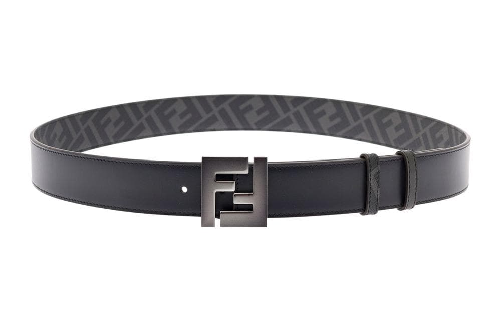 FENDI Ff Logo Fabric Reversible Belt Black