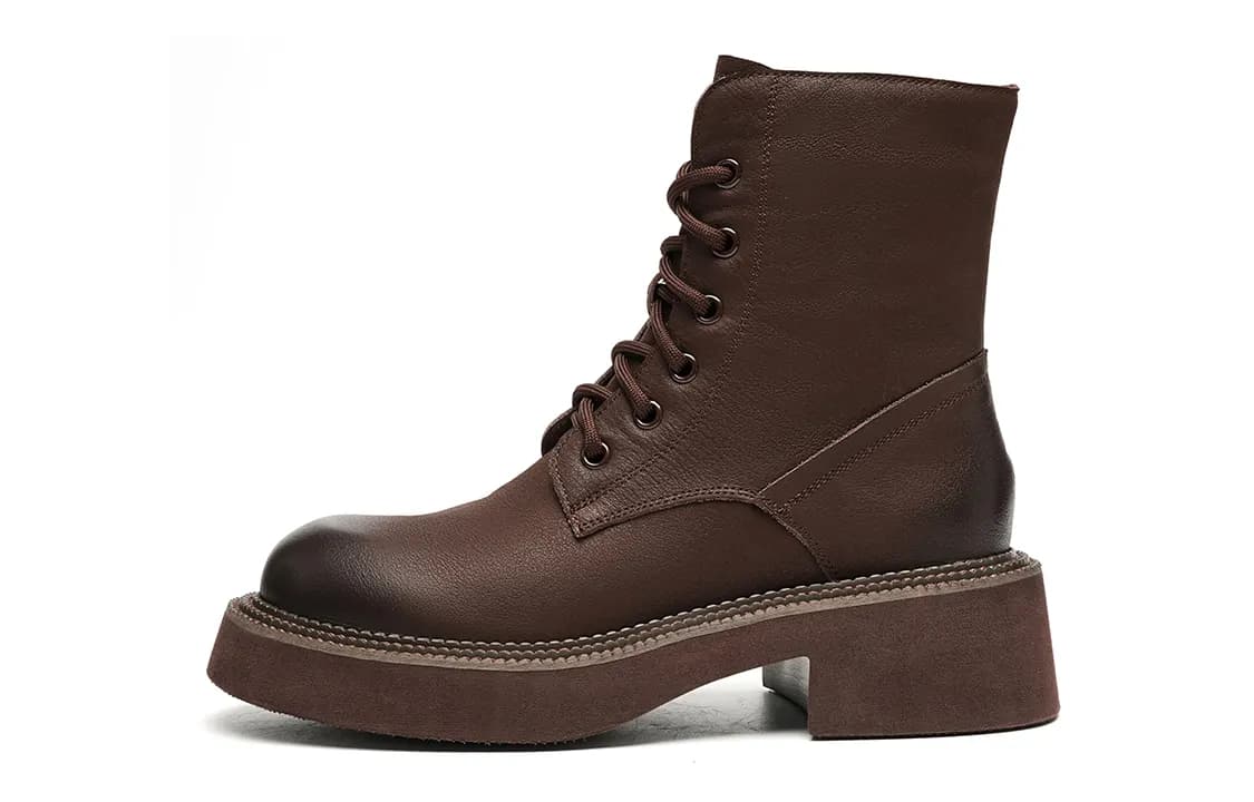EBLAN Short Martin Boot Brown Brown FleeceLined