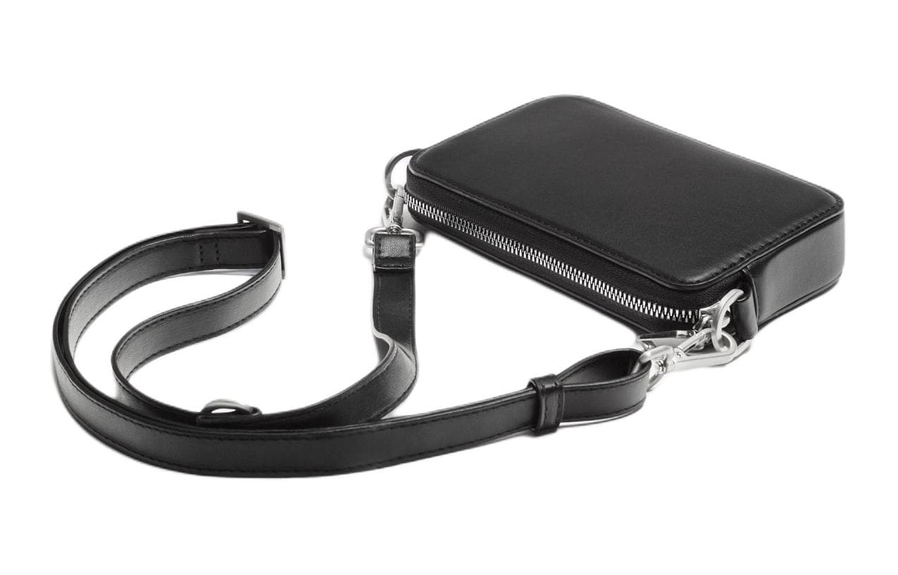 ZARA Polyurethane Crossbody Bags Cell Phone Pouch Black