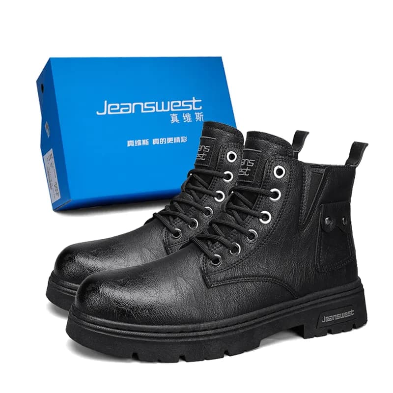 JEANSWEST Biker Tactical Outdoor Mountaineering Essentials Crew Martin Boot Black