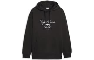 PUMA CLASSICS CAFE Hoodie Fleece Sweatshirt Black