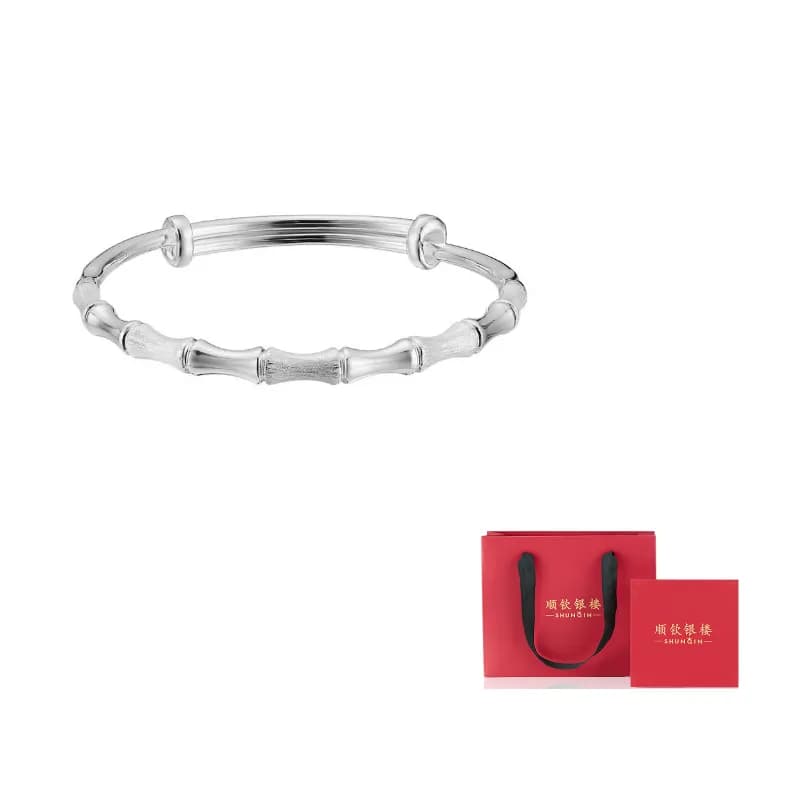 Shunqin Silver Building S999 Fine Silver Sterling Silver Bangle Frosted bamboo silver bracelet