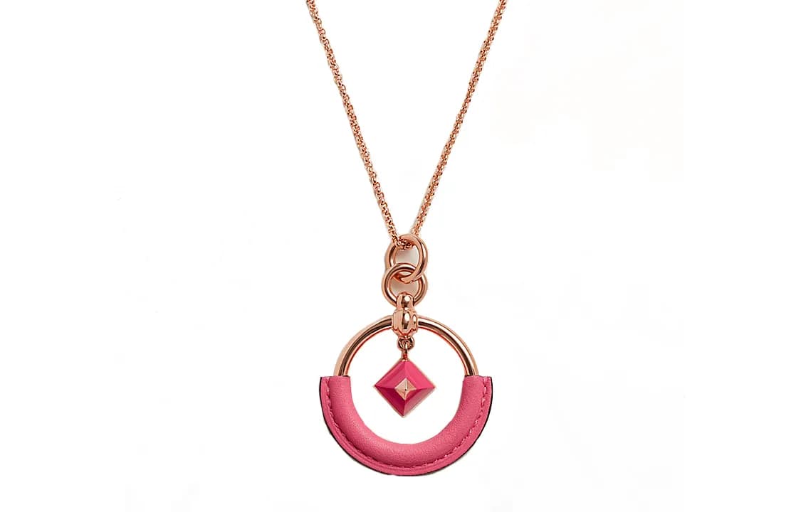 HERMES Calfskin Metal Rose GoldPlated Charms / Pendants Pink Pink