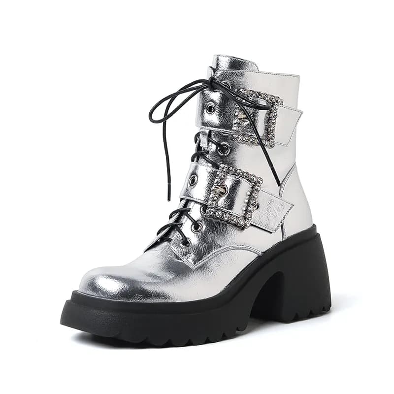 Rongcheng Shoe King Short Martin Boot 7.5cm Silver