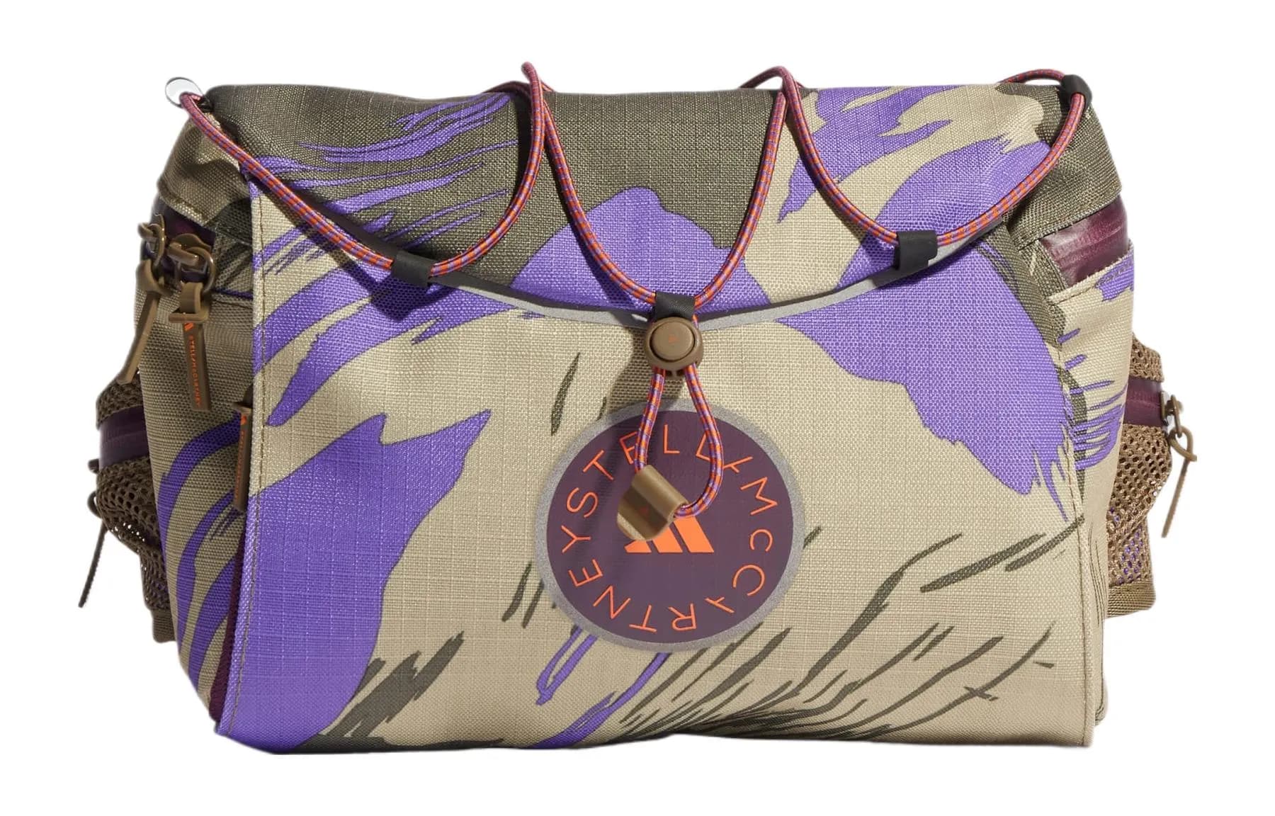 Adidas Stella McCartney Collaboration Printed Pattern Recycled Polyester Fanny Pack Multicolor Unified Orange with Night Red