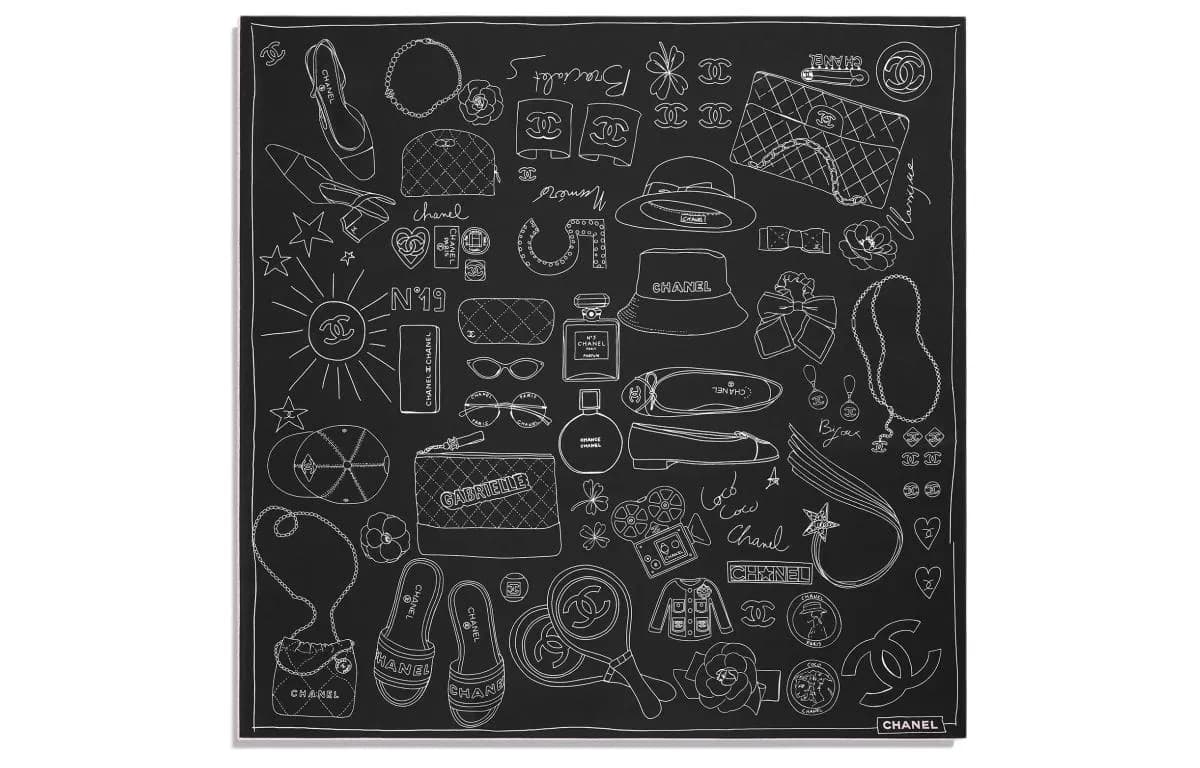 CHANEL Silk Black Black