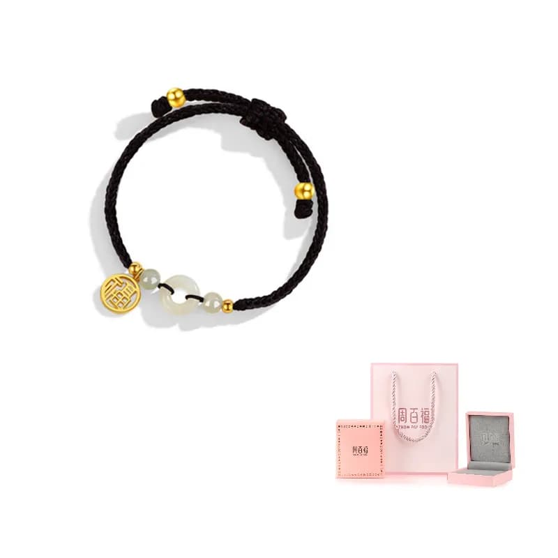 ZHOUBAIFU Gold Bracelet Fu brand peace clasp bracelet (black)