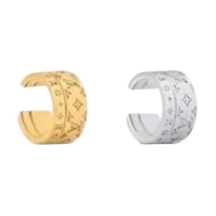 LOUIS VUITTON Metal ClipOn Earrings Gold/Silver Gold/Silver