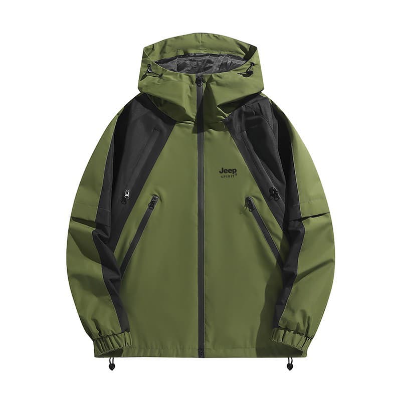 JEEP SPIRIT Waterproof Windproof Windbreaker Jacket Army Green