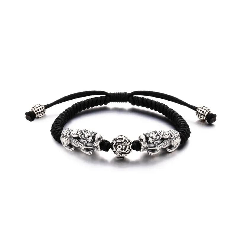 MURSTER 925 Sterling Silver Bracelets Double Pixiu transport bead bracelet