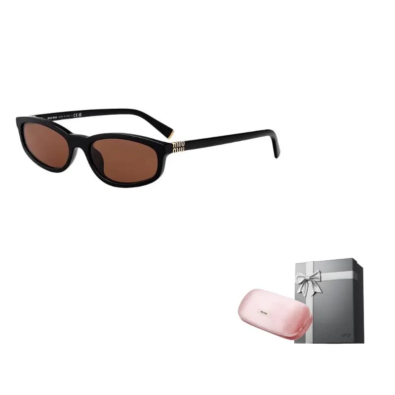 MIU MIU Irregular Shape Sunglasses Black Black
