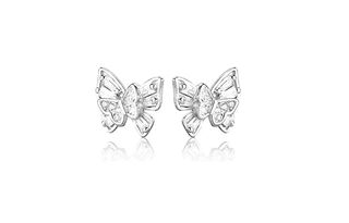 CMFY Zircon Sterling Silver 999 Fine Silver Stud Earrings