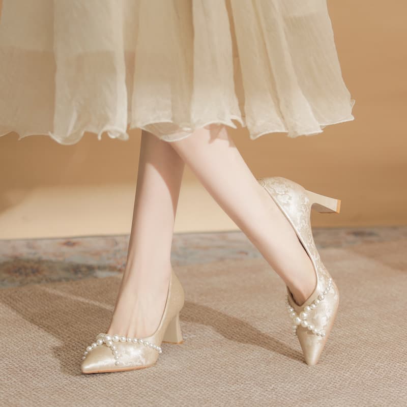 Lanza Chunky Heel Champagne