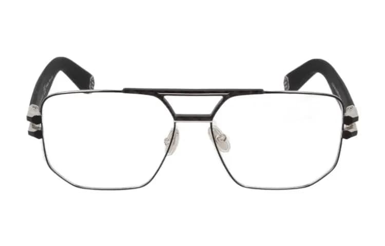 PHILIPP PLEIN Metal Irregular Shape Eyeglass Frames Black Black
