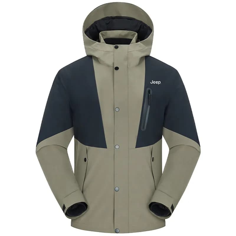 Jeep Hiking Urban Living/Travel/Commuting Water-Resistant Windproof Breathable Windbreaker Jacket Khaki