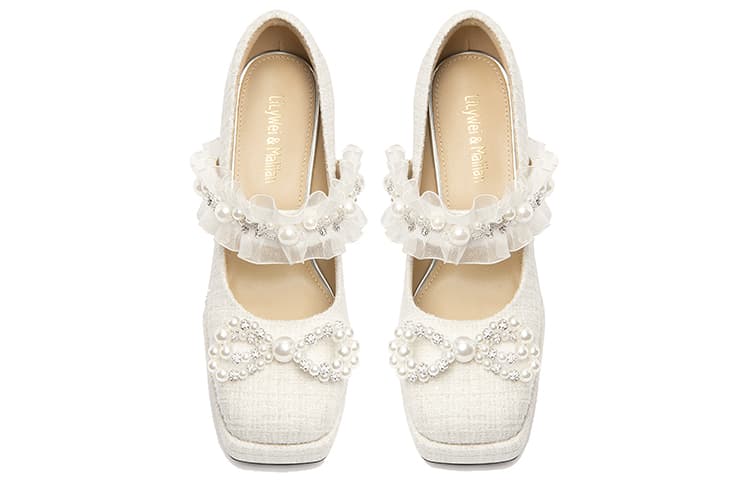 Lily Wei Chunky Heel 9cm White