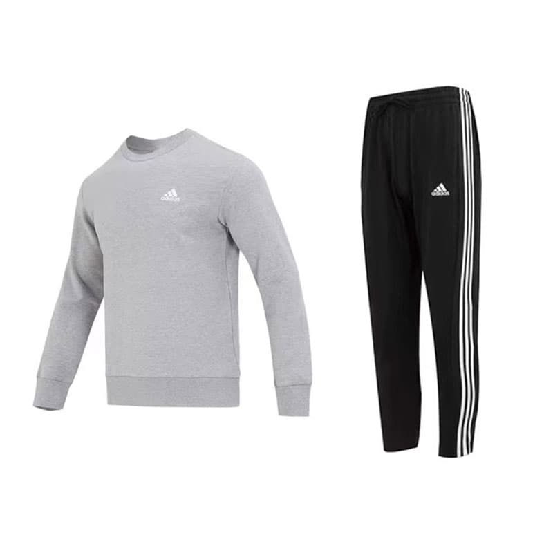 Adidas Sweatshirt Set Men Gray sweatshirt + black