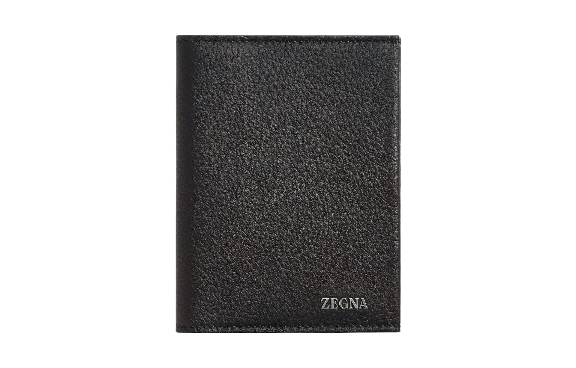 Ermenegildo Zegna Logo Plaque BiFold Passport Case Basic Set (Bag+Dust Bag)