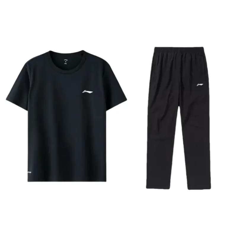 Li Ning Sportswear Black Set (Black ShortSleeved+Black Pants)