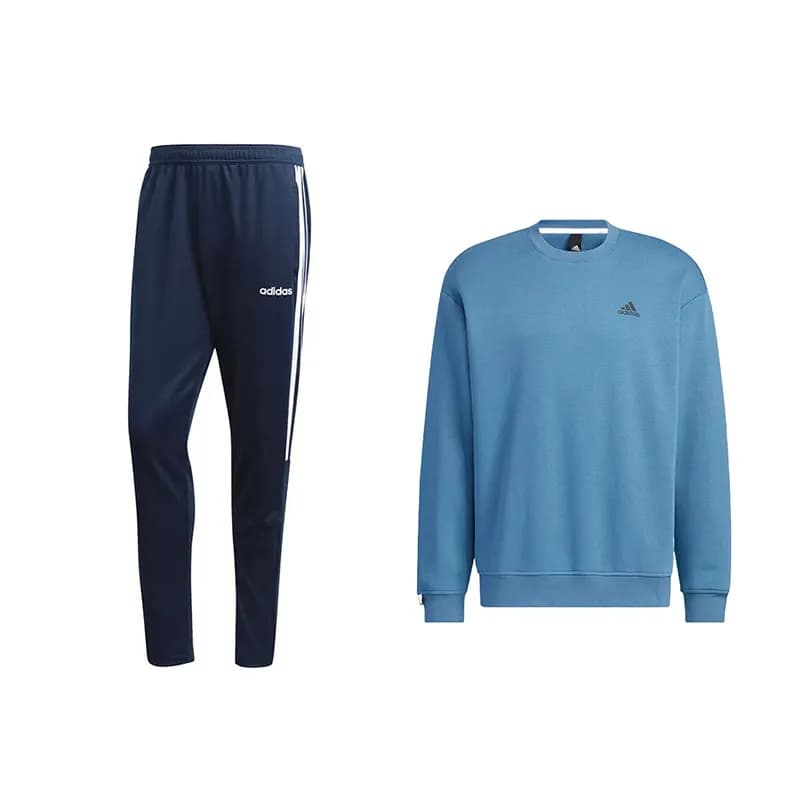 Adidas Sweatshirt Sets Dark Blue Pants+Blue Sweatshirts