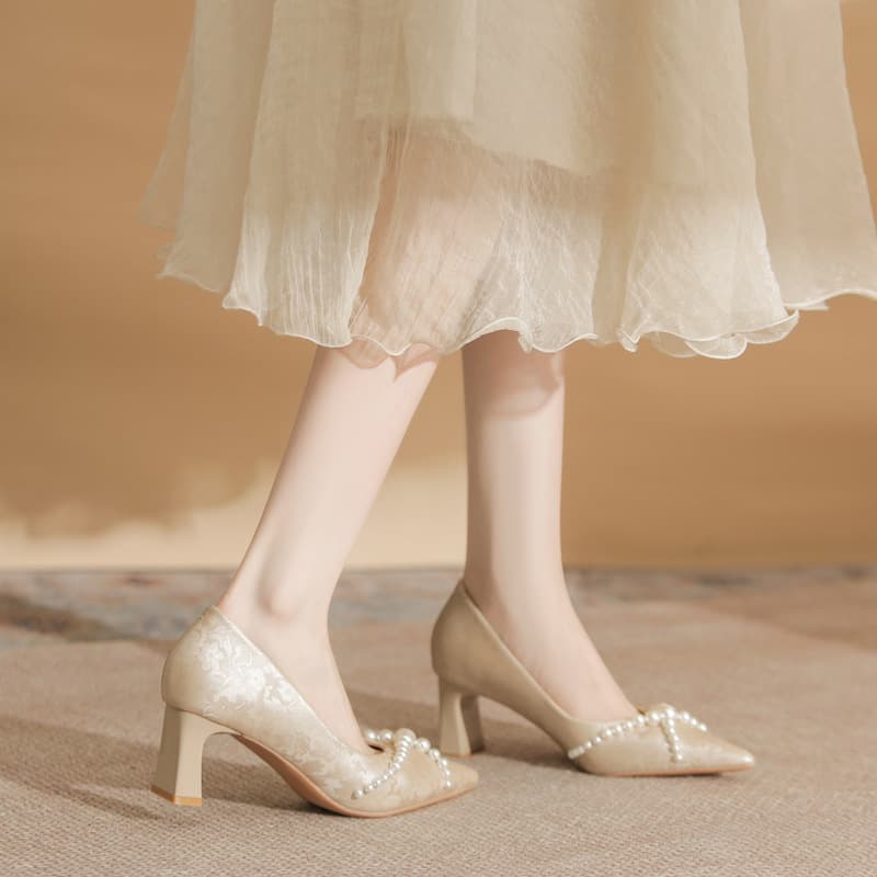 Lanza Chunky Heel Champagne