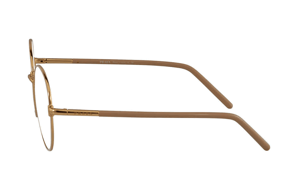 PRADA Metal Irregular Shape Eyeglass Frames Gold