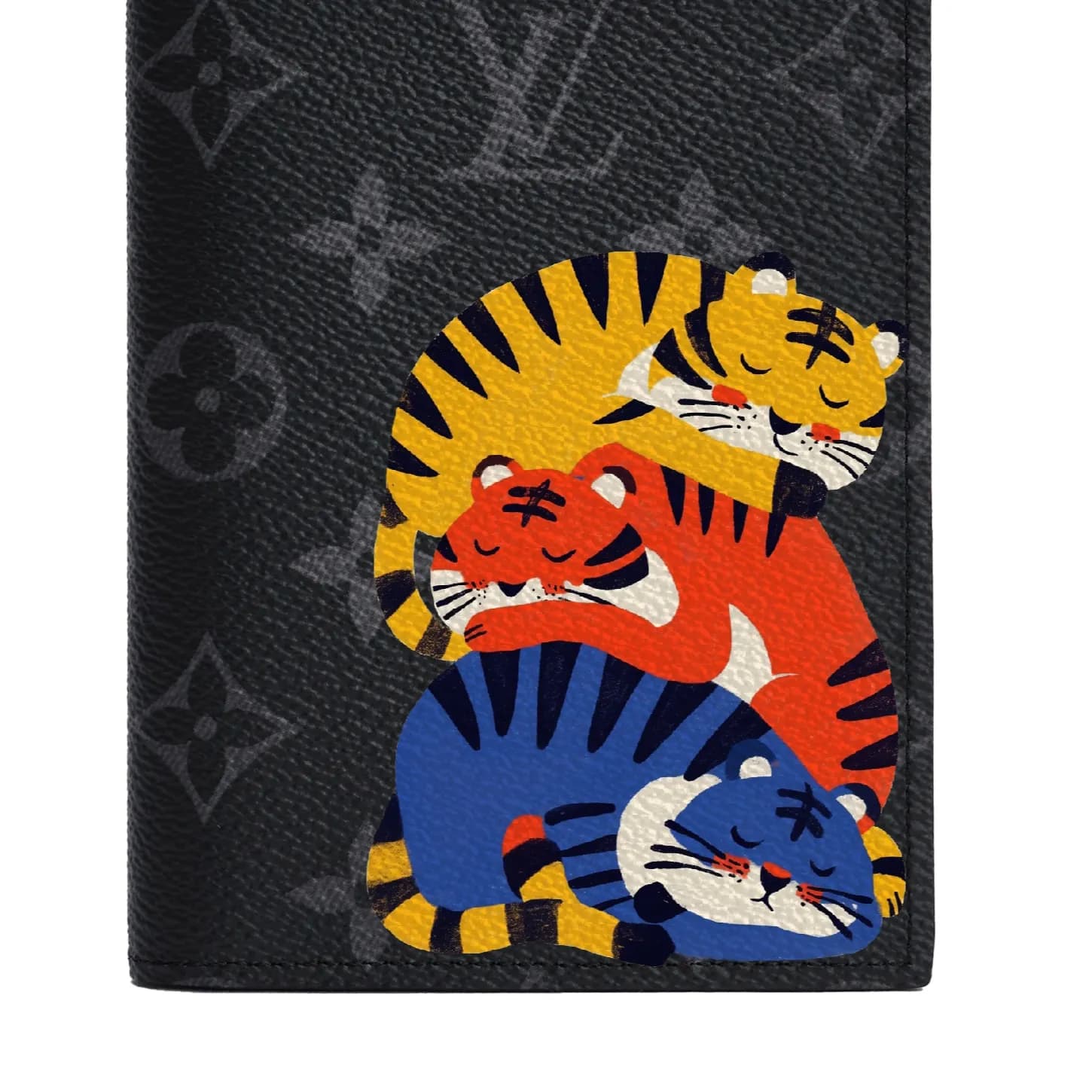 LOUIS VUITTON Cow Passport Holder Card Holder Men Black Gray