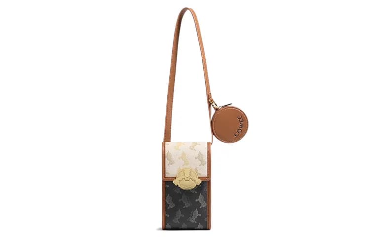 COWEC YCAKI PVC One Shoulder Crossbody Cell Phone Pouch Mini Sky Blue Yellow Coffee Mini